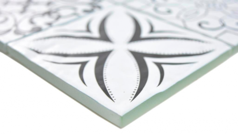 Motif main Crystal transparent Mosaïque de verre rétro noir et blanc mur carrelage cuisine salle de bain MOS160-0301_m