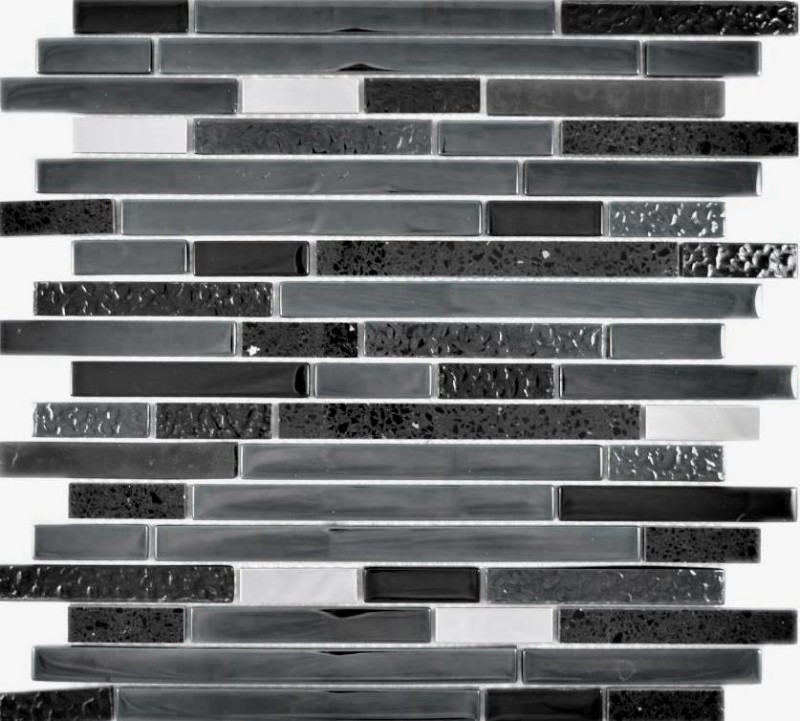Mosaïque de verre Bâtonnets Carreaux de mosaïque Acier inoxydable Artificial Grafit noir anthracite argenté
