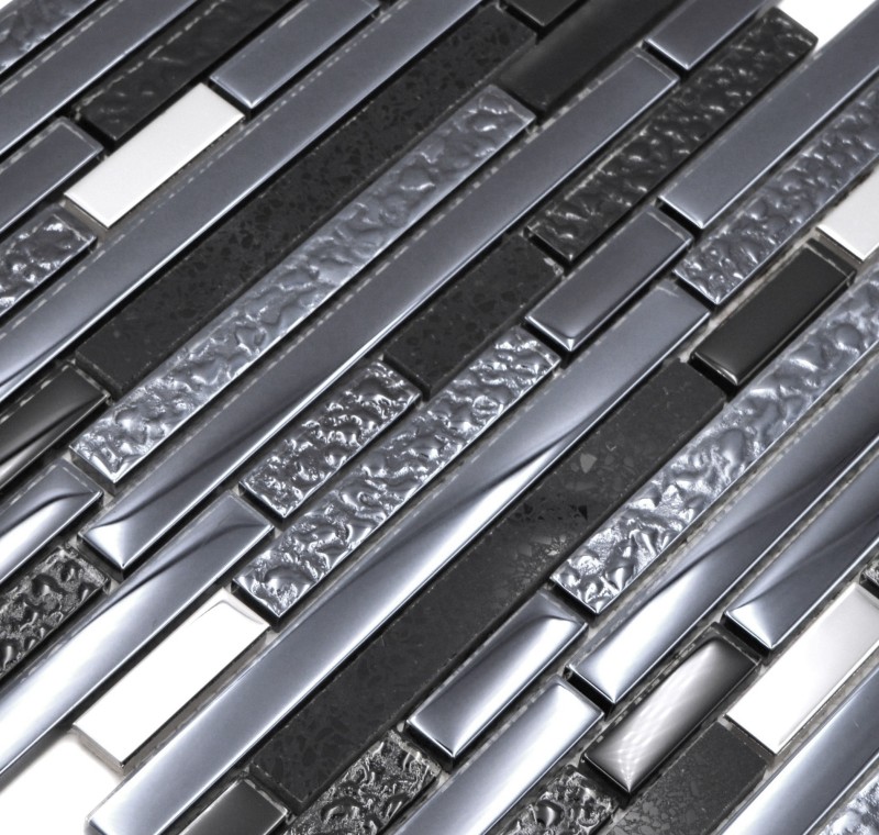 Mosaïque de verre Bâtonnets Carreaux de mosaïque Acier inoxydable Artificial Grafit noir anthracite argenté