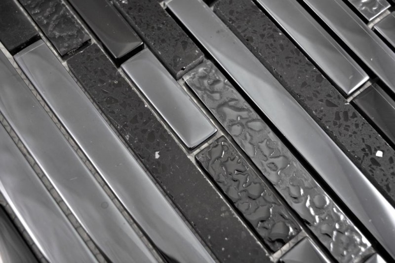 Mosaïque de verre Bâtonnets Carreaux de mosaïque Acier inoxydable Artificial Grafit noir anthracite argenté