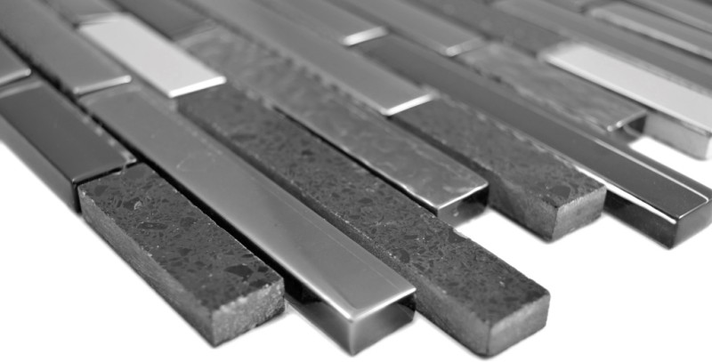 Mosaïque de verre Bâtonnets Carreaux de mosaïque Acier inoxydable Artificial Grafit noir anthracite argenté