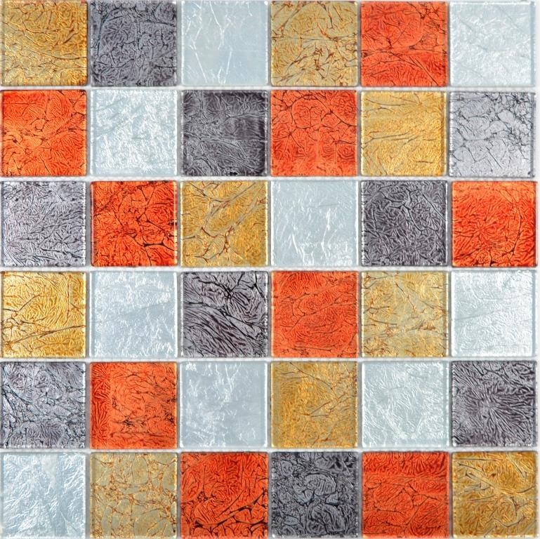 Motif main Crystal transparent mosaïque de verre or argent noir rouge structure mur carrelage cuisine salle de bain MOS73-71739_m