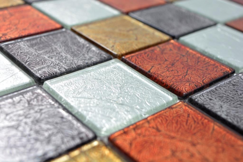 Motif main Crystal transparent mosaïque de verre or argent noir rouge structure mur carrelage cuisine salle de bain MOS73-71739_m
