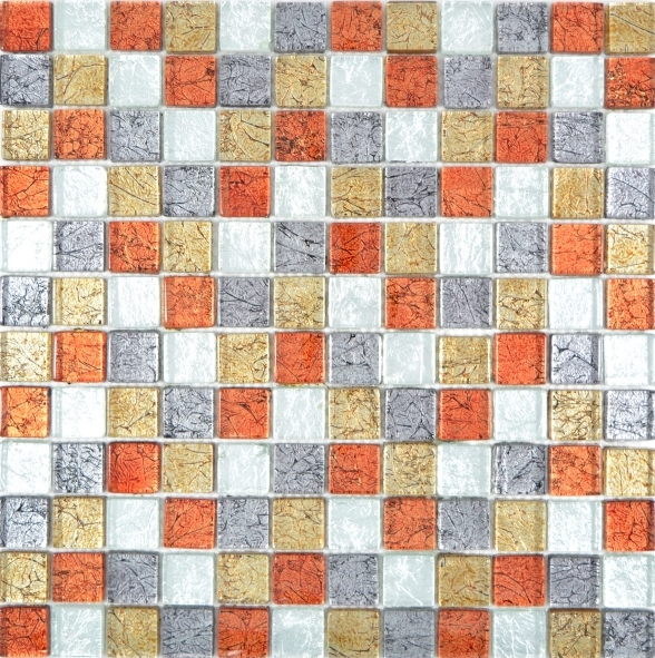 Mosaïque de verre transparente Crystal or argent noir rouge structure mur carrelage cuisine salle de bain MOS88-71739_f | 10 tapis de mosaïque