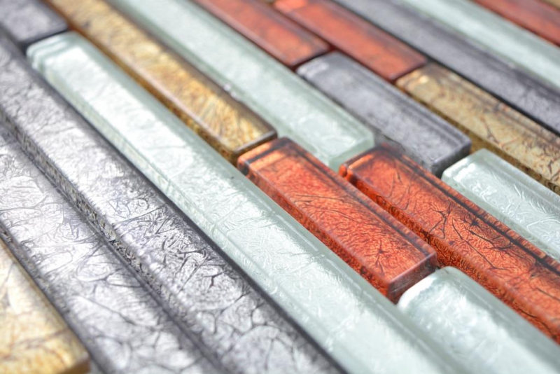 Motif à main Mosaïque transparente Crystal composite Mosaïque de verre or argent noir rouge structure MOS87-71739_m