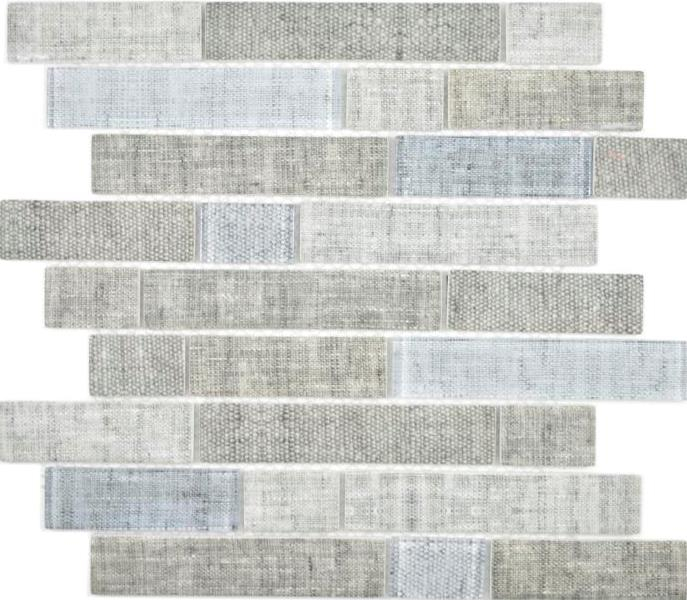 Motif main Mosaïque translucide Brick composite ECO Mosaïque de verre textile gris mur carrelage cuisine salle de bain MOS24-2097_m