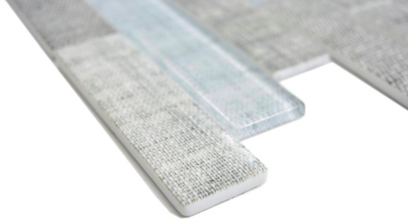 Motif main Mosaïque translucide Brick composite ECO Mosaïque de verre textile gris mur carrelage cuisine salle de bain MOS24-2097_m