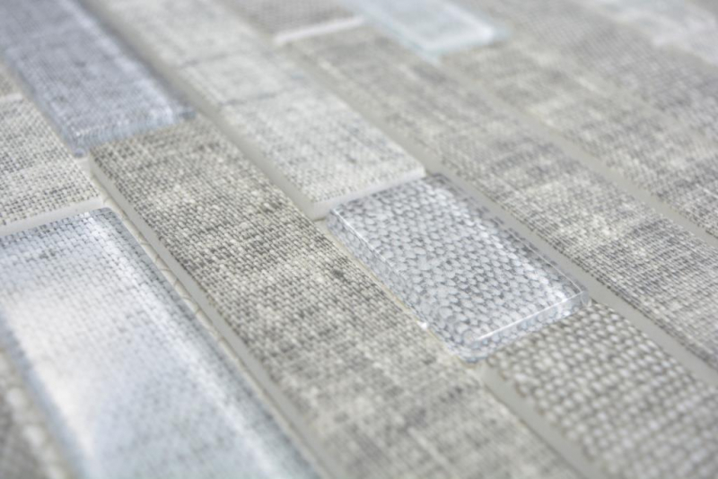 Motif main Mosaïque translucide Brick composite ECO Mosaïque de verre textile gris mur carrelage cuisine salle de bain MOS24-2097_m