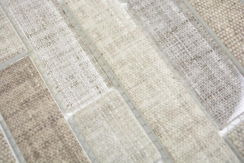 Mosaïque translucide Brick composite ECO Mosaïque de verre textile beige mur carrelage cuisine salle de bain MOS24-2099