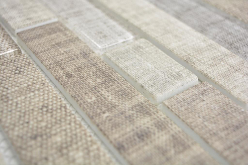 Mosaïque translucide Brick composite ECO Mosaïque de verre textile beige mur carrelage cuisine salle de bain MOS24-2099