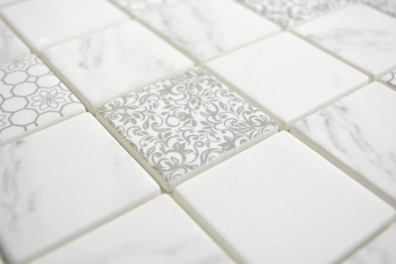 GLAS Mosaïque ECO Aspect Carrare Carreaux muraux Carrelage cuisine salle de bain_f | 10 Tapis de mosaïque