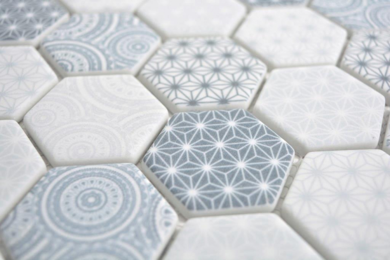 GLAS Mosaïque Hexagone ECO bleu Carreau de mosaïque murale Carrelage cuisine salle de bain_f | 10 Tapis de mosaïque