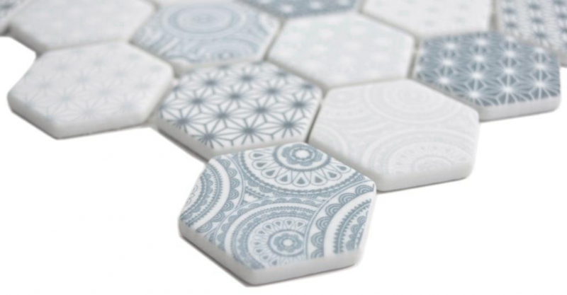 GLAS Mosaïque Hexagone ECO bleu Carreau de mosaïque murale Carrelage cuisine salle de bain_f | 10 Tapis de mosaïque