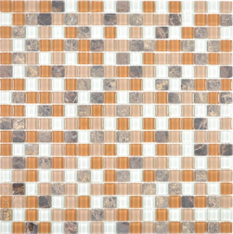 Mosaïque de verre Pierre beige marron Carreaux de mosaïque murale Carreaux de cuisine Salle de bain MOS58-1213_f