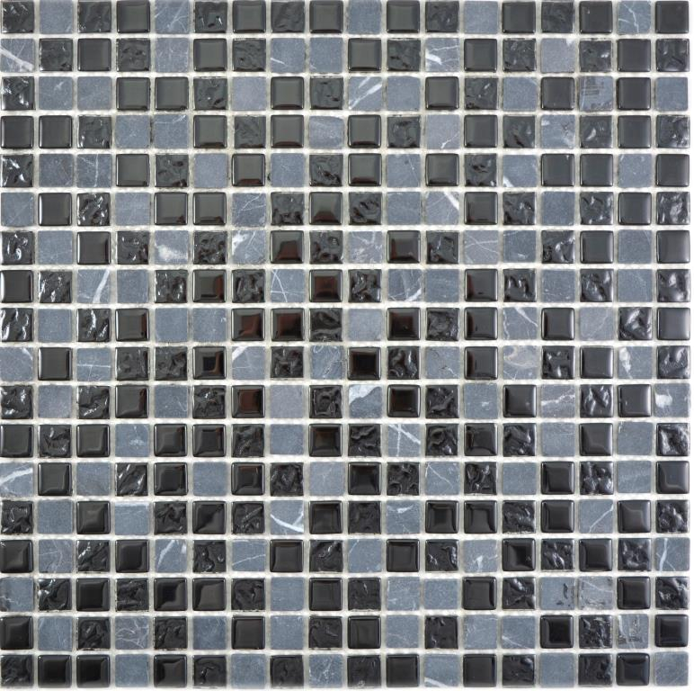 Motif main Mosaïque de verre translucide Pierre grise noire Carreau de mosaïque murale Miroir de carrelage cuisine salle de bain MOS58-0203_m