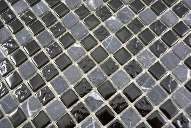 Motif main Mosaïque de verre translucide Pierre grise noire Carreau de mosaïque murale Miroir de carrelage cuisine salle de bain MOS58-0203_m