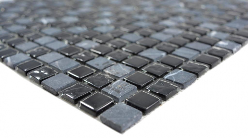 Motif main Mosaïque de verre translucide Pierre grise noire Carreau de mosaïque murale Miroir de carrelage cuisine salle de bain MOS58-0203_m