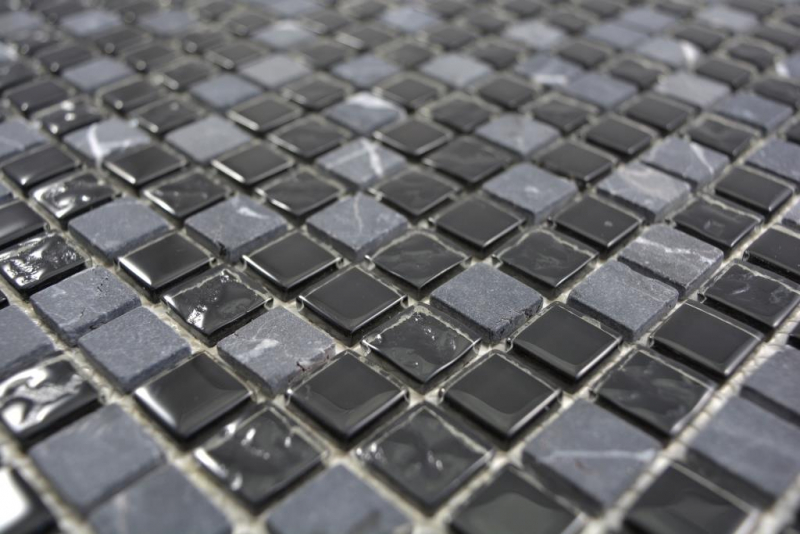 Motif main Mosaïque de verre translucide Pierre grise noire Carreau de mosaïque murale Miroir de carrelage cuisine salle de bain MOS58-0203_m