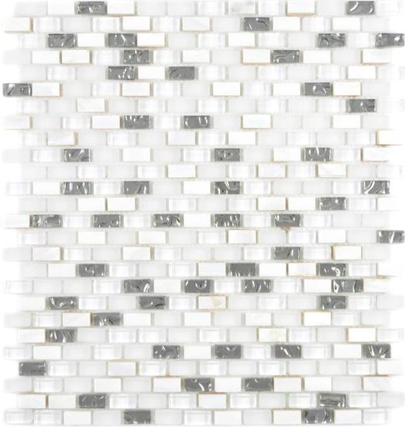 Motif main Mosaïque de verre translucide Pierre composite Coquille blanche Carreau de mosaïque murale Carrelage cuisine salle de bain MOS86-0001_m