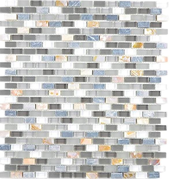 Mosaïque baguettes composite pierre naturelle mosaïque de verre coquillage Brick anthracite gris tracotta mosaïque murale carrelage cuisine salle de bain - MOS86-0002
