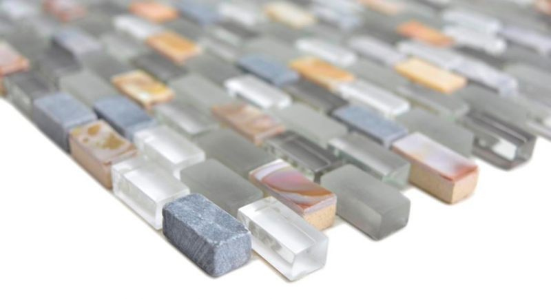 Mosaïque baguettes composite pierre naturelle mosaïque de verre coquillage Brick anthracite gris tracotta mosaïque murale carrelage cuisine salle de bain - MOS86-0002
