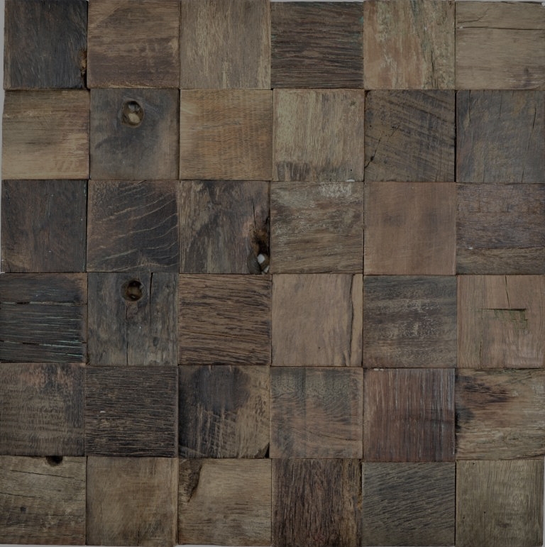 Mosaïque de bois en planches de bateau Wood FSC Revêtement mural fond de cuisine MOS160-23