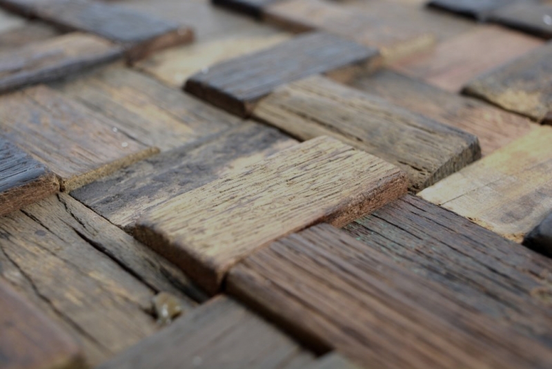 Mosaïque de bois en planches de bateau Wood FSC Revêtement mural fond de cuisine MOS160-25