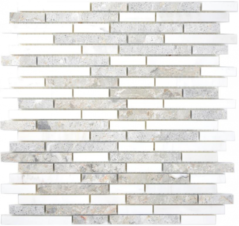 Échantillon manuel de marbre Mosaïque composite pierre grise blanche Carreau de mosaïque murale Miroir de carrelage cuisine salle de bain MOS87-0201_m