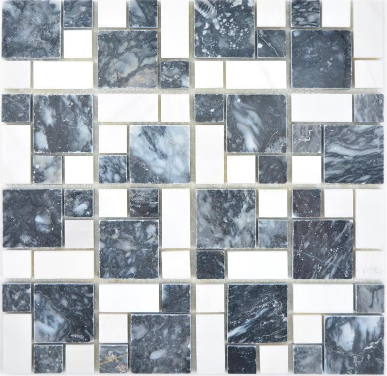 Marbre Mosaïque Pierre noire blanche Carreau de mosaïque murale Carrelage cuisine salle de bain MOS88-0302_f