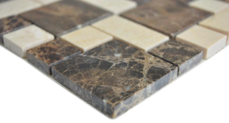 Motif main marbre pierre emperador dark cremarfil carreau de mosaïque mur carrelage cuisine salle de bain MOS88-1312_m