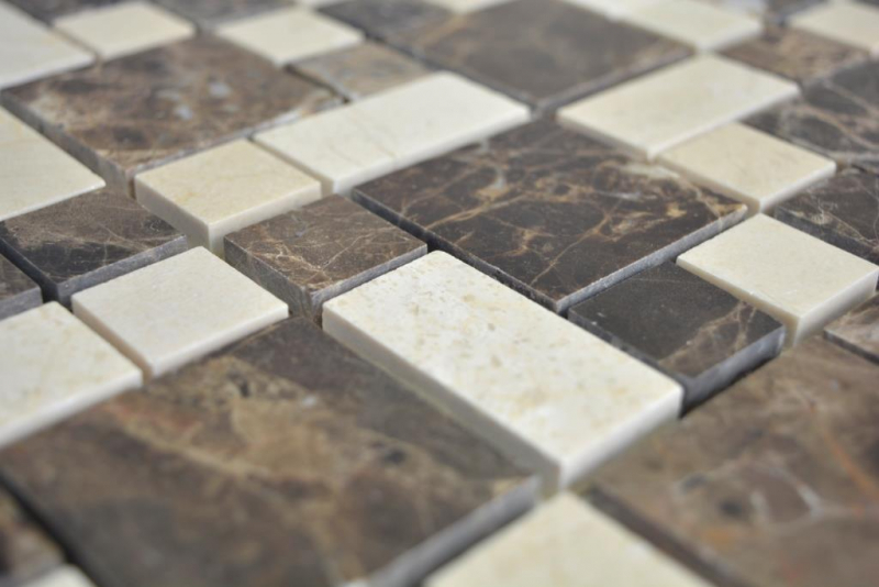 Motif main marbre pierre emperador dark cremarfil carreau de mosaïque mur carrelage cuisine salle de bain MOS88-1312_m