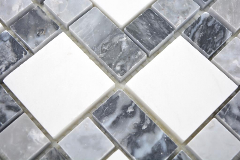 Motif à main Marbre Mosaïque Pierre noir gris blanc Carreau de mosaïque murale Carrelage cuisine salle de bain MOS88-0321_m