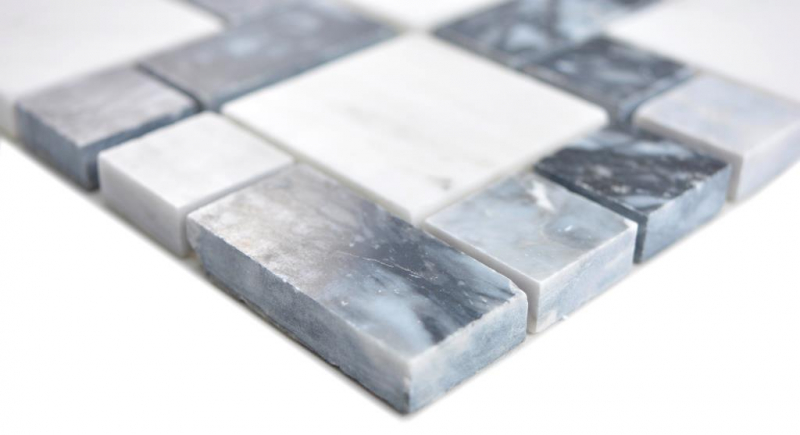 Motif à main Marbre Mosaïque Pierre noir gris blanc Carreau de mosaïque murale Carrelage cuisine salle de bain MOS88-0321_m