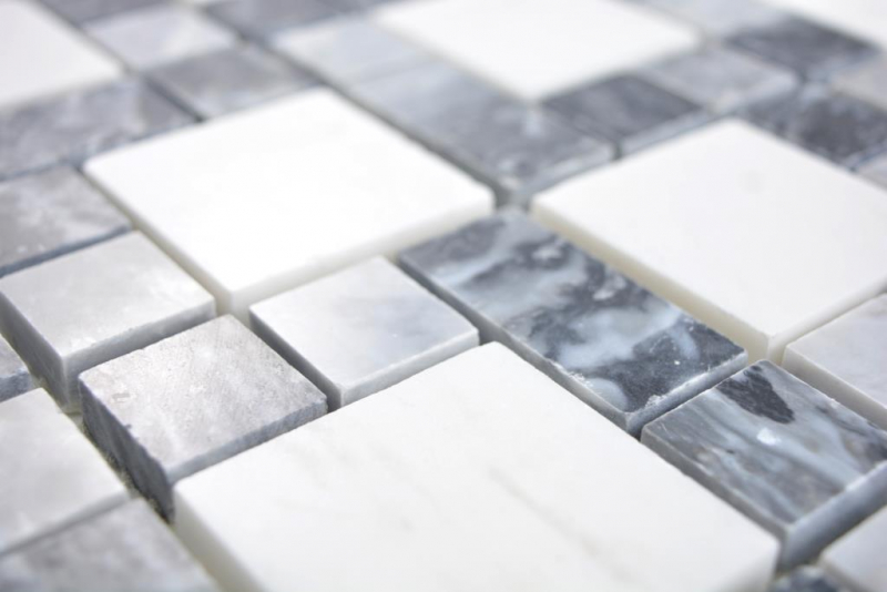 Motif à main Marbre Mosaïque Pierre noir gris blanc Carreau de mosaïque murale Carrelage cuisine salle de bain MOS88-0321_m
