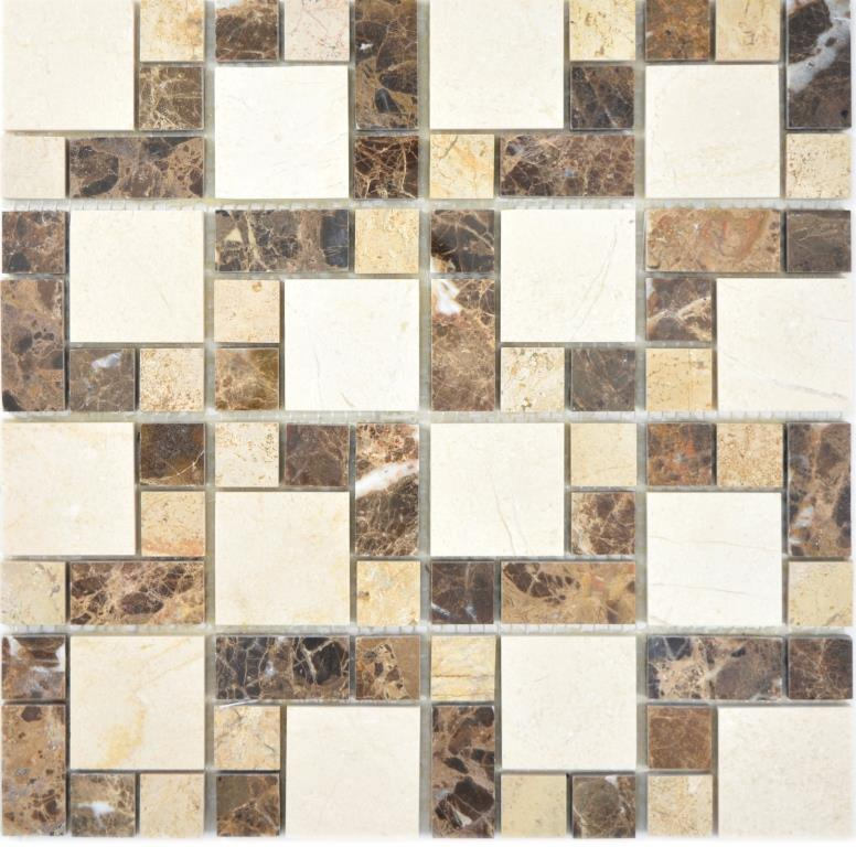 Motif main marbre pierre emperador dark cremarfil carreau de mosaïque mur carrelage cuisine salle de bain MOS88-1313_m