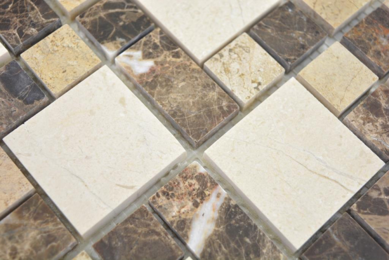 Motif main marbre pierre emperador dark cremarfil carreau de mosaïque mur carrelage cuisine salle de bain MOS88-1313_m