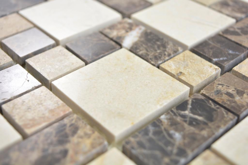 Motif main marbre pierre emperador dark cremarfil carreau de mosaïque mur carrelage cuisine salle de bain MOS88-1313_m
