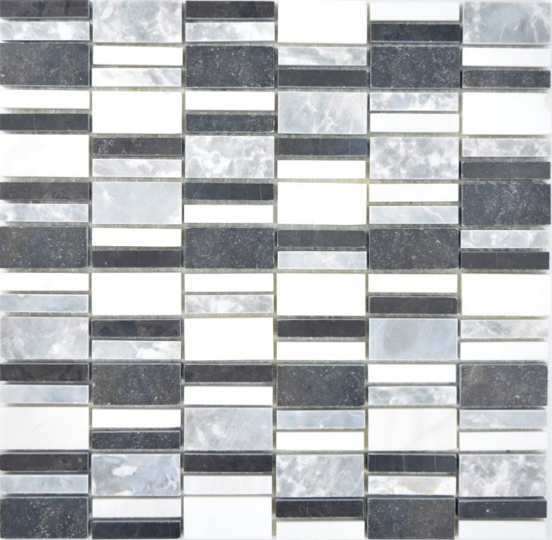 Motif manuel Marbre Mosaïque Pierre noir gris blanc Carreau de mosaïque murale Carrelage cuisine salle de bain MOS88-0123_m
