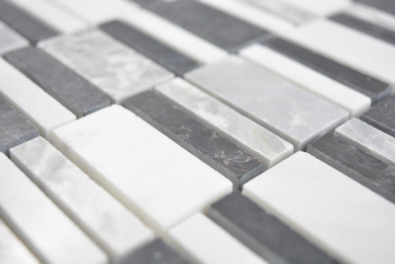 Motif manuel Marbre Mosaïque Pierre noir gris blanc Carreau de mosaïque murale Carrelage cuisine salle de bain MOS88-0123_m