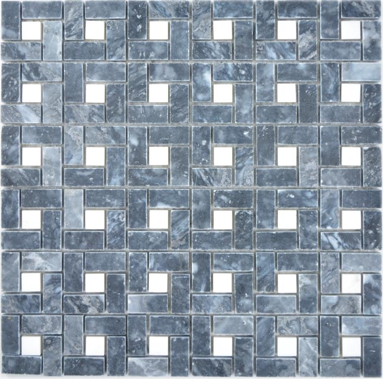 Marbre Mosaïque Roue Pierre eddy noir milky blanc poli Marbre Mosaïque Roue pierre gris panthère poli MOS88-B19_f