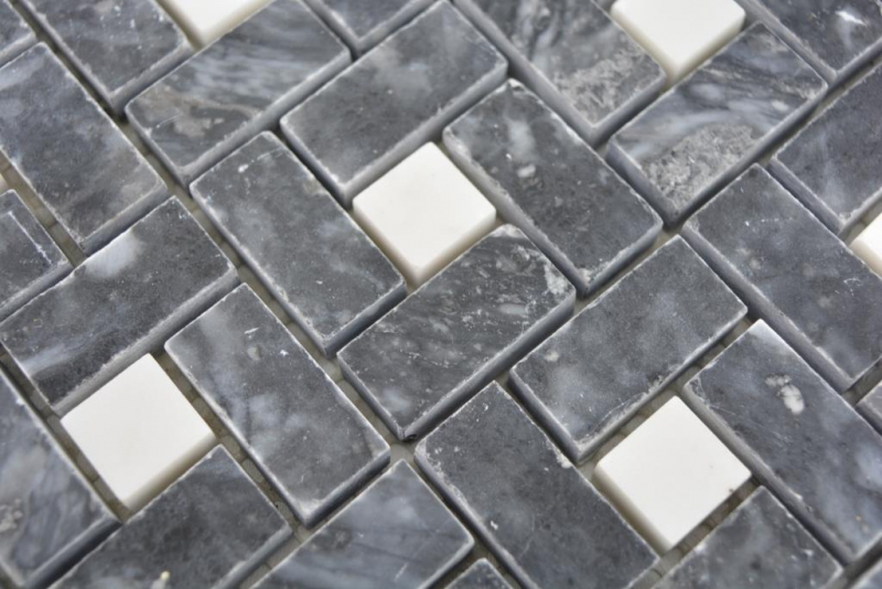 Marbre Mosaïque Roue Pierre eddy noir milky blanc poli Marbre Mosaïque Roue pierre gris panthère poli MOS88-B19_f