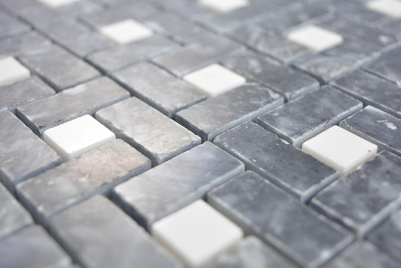 Marbre Mosaïque Roue Pierre eddy noir milky blanc poli Marbre Mosaïque Roue pierre gris panthère poli MOS88-B19_f