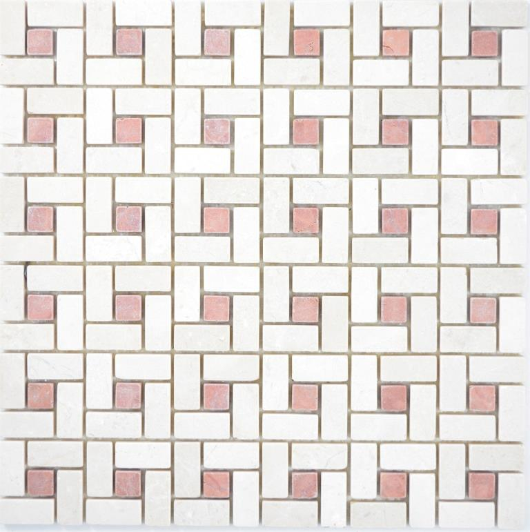 Marbre Mosaïque Roue Pierre cremarfil rose rose Marbre Mosaïque Roue pierre gris panthère poli MOS88-B27_f