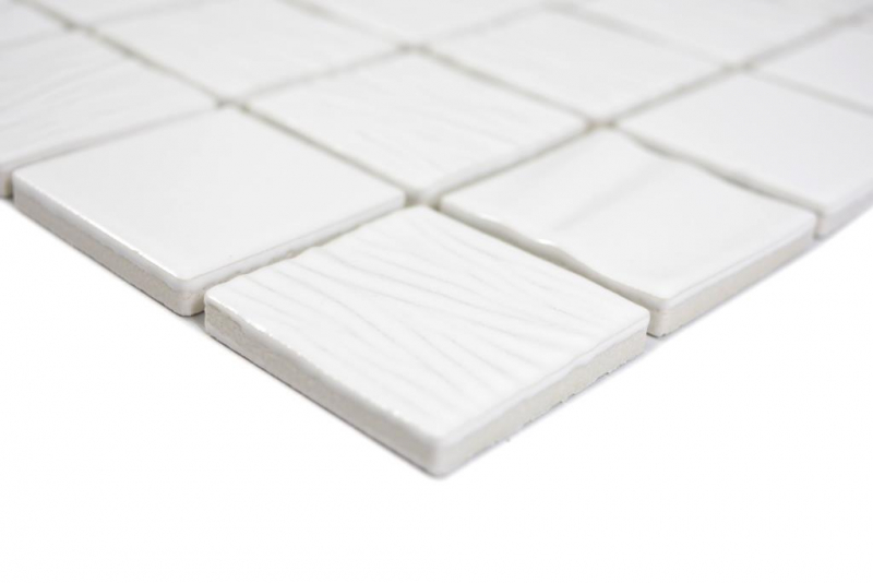 Motif manuel Mosaïque céramique Kanaan blanc plain Carreau de mosaïque murale Miroir de carrelage cuisine salle de bain MOS14-0101_m