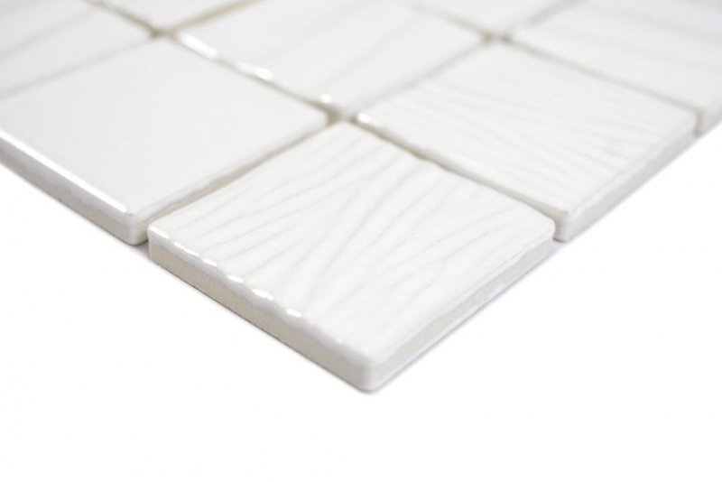 Motif manuel Mosaïque céramique Kanaan blanc plain Carreau de mosaïque murale Miroir de carrelage cuisine salle de bain MOS14-0111_m