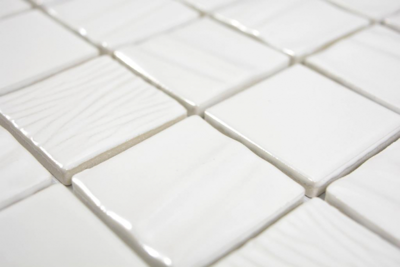 Motif manuel Mosaïque céramique Kanaan blanc plain Carreau de mosaïque murale Miroir de carrelage cuisine salle de bain MOS14-0111_m