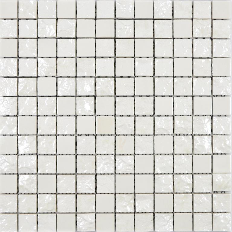 Échantillon manuel Mosaïque céramique Baku blanc Carreau de mosaïque murale Miroir de carrelage cuisine salle de bain MOS14-0001_m