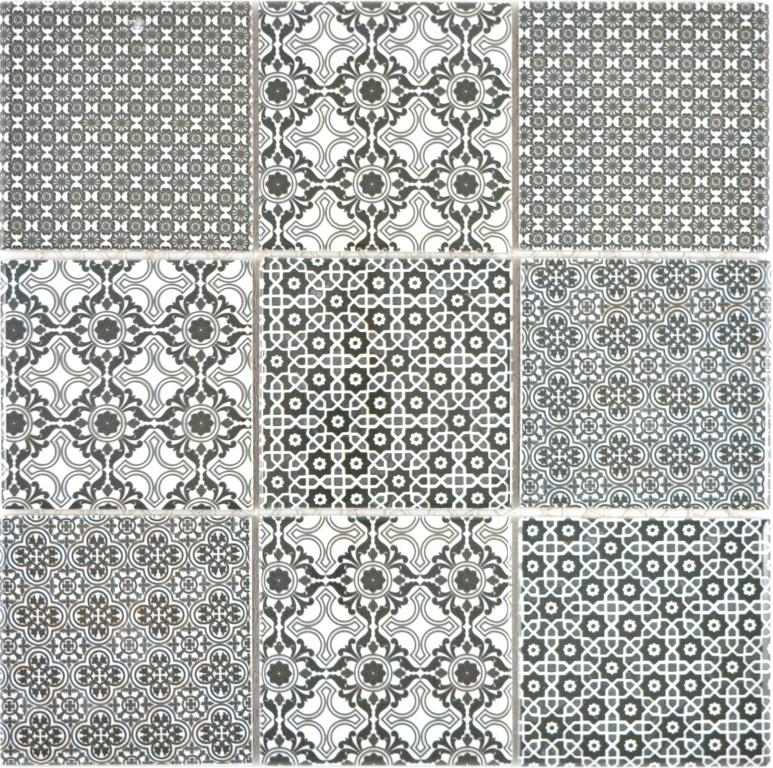 Motif main Mosaïque céramique noire Carreau de mosaïque murale Carrelage cuisine salle de bain MOS22B-0303_m