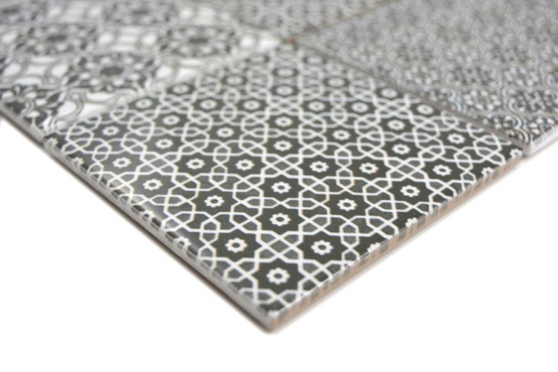 Motif main Mosaïque céramique noire Carreau de mosaïque murale Carrelage cuisine salle de bain MOS22B-0303_m