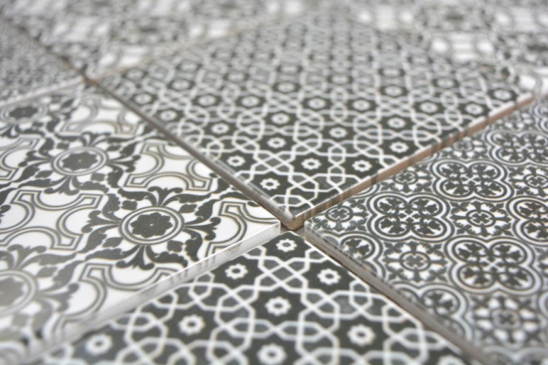 Motif main Mosaïque céramique noire Carreau de mosaïque murale Carrelage cuisine salle de bain MOS22B-0303_m